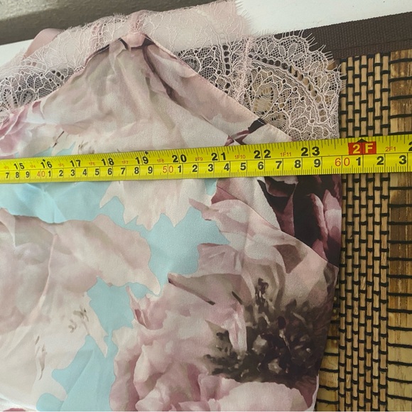 Cacique Floral Lace Romper Sleepwear Plus Size 26/28 | Pink Aqua Peony Print - Picture 10 of 11